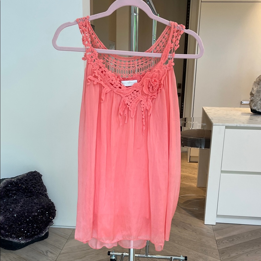 Chic Coral Crochet Tank Top
